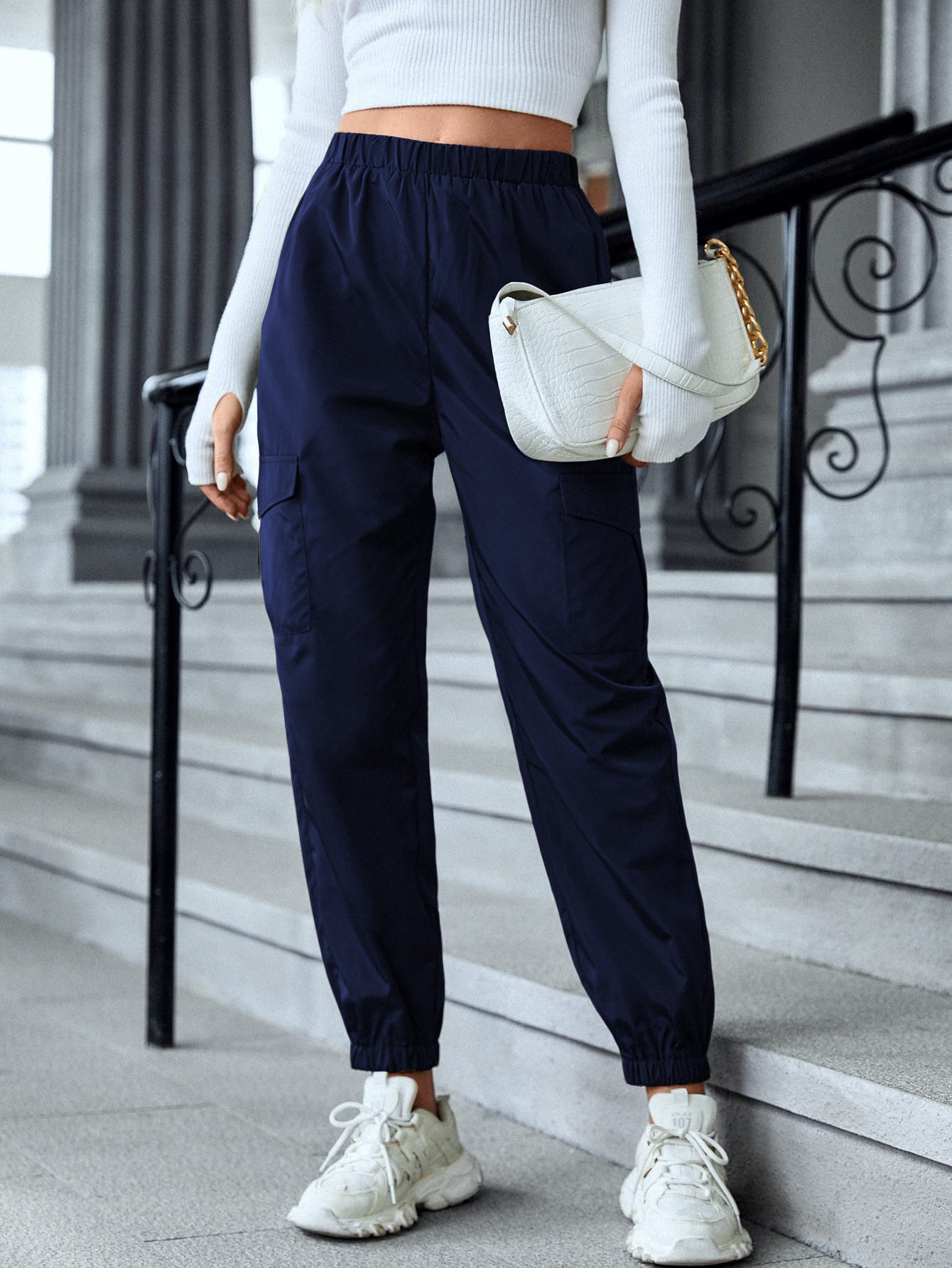 Multi-Color Casual Working Pants Multi-pocket  Pants