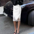 Women's Fashion Lace-Patchwork Midi Skirt