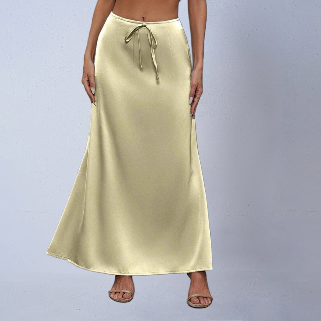 Women's Satin Elegant Lace-up Long Skirt