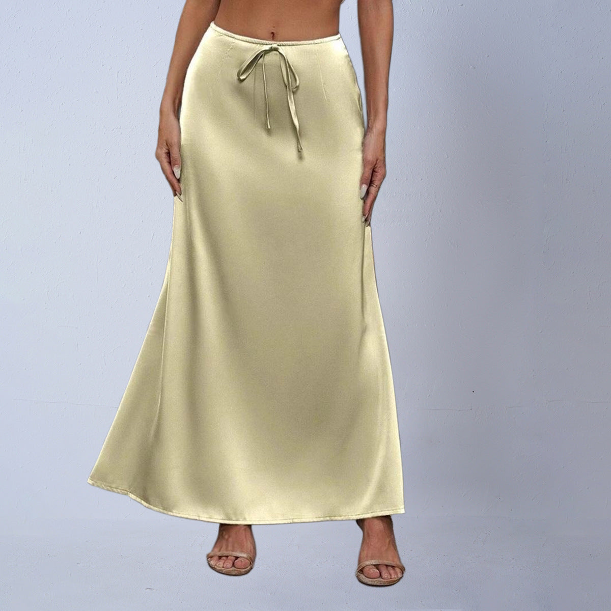Women's Satin Elegant Lace-up Long Skirt
