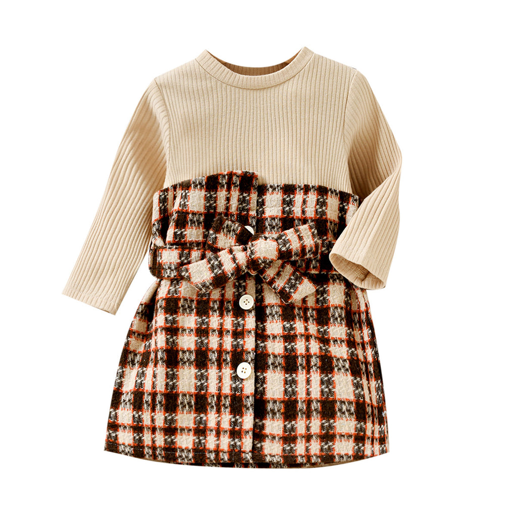Girls Baby Plaid  Two Piece Dress