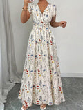 Womens Stylish Figure-hugging Printed Short-sleeve Dress