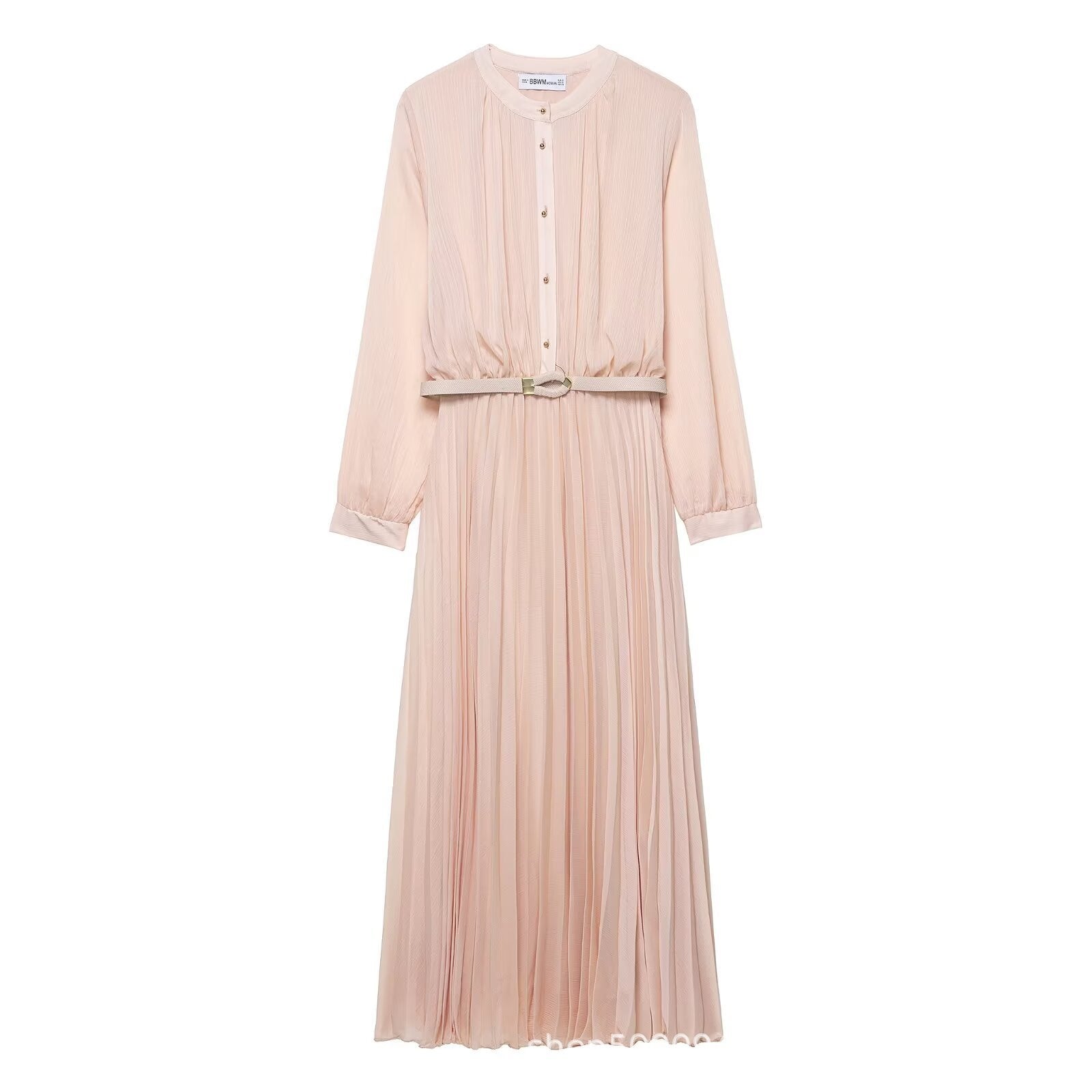 Midi Dress With Belt And Pleats