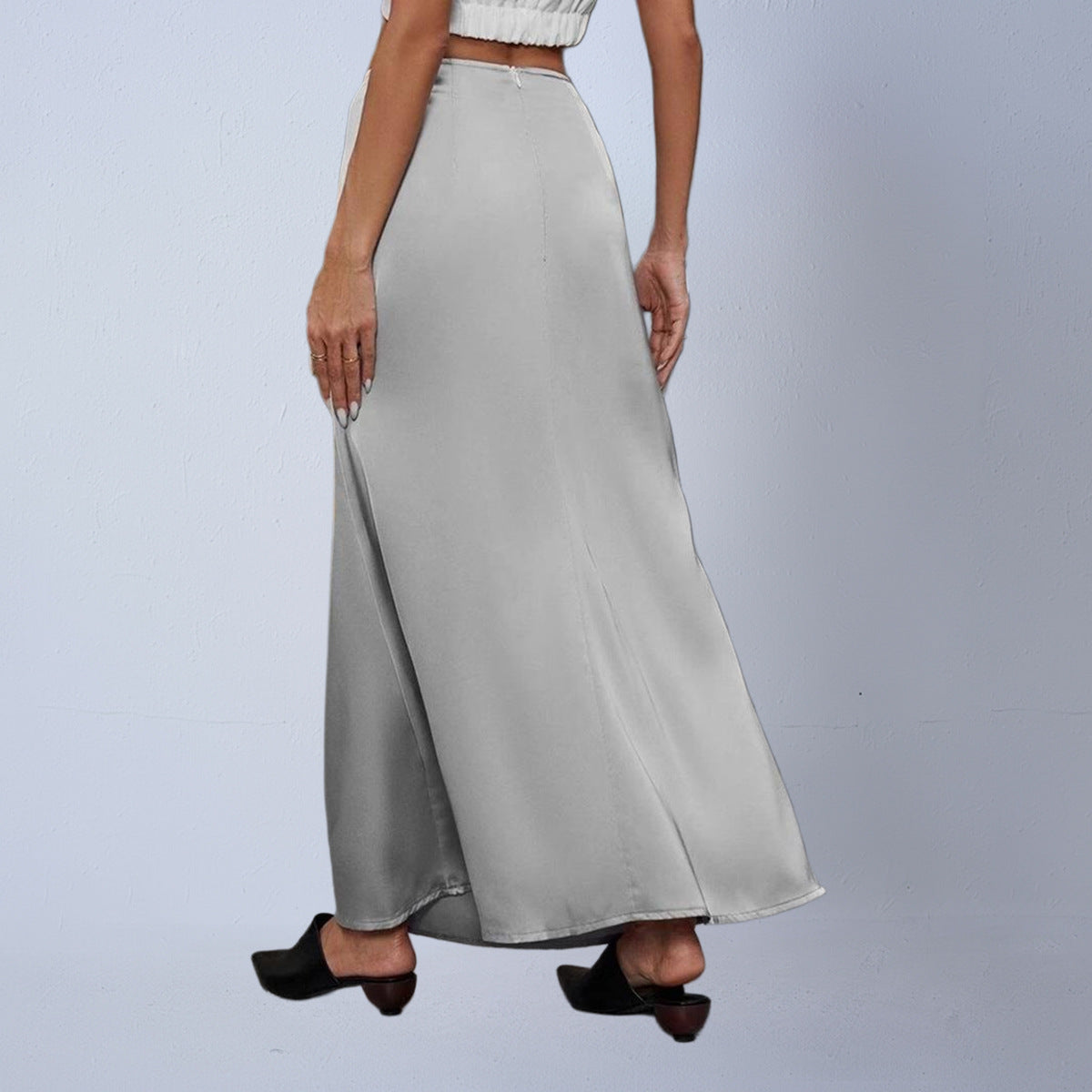 Women's Satin Elegant Lace-up Long Skirt