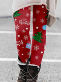 Hat Wine Glass Christmas Tree Sequined Printed Leggings