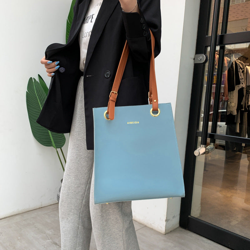 Korean version of the textured official document tote handbags