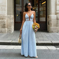 Deep V-neck Striped Resort Dress