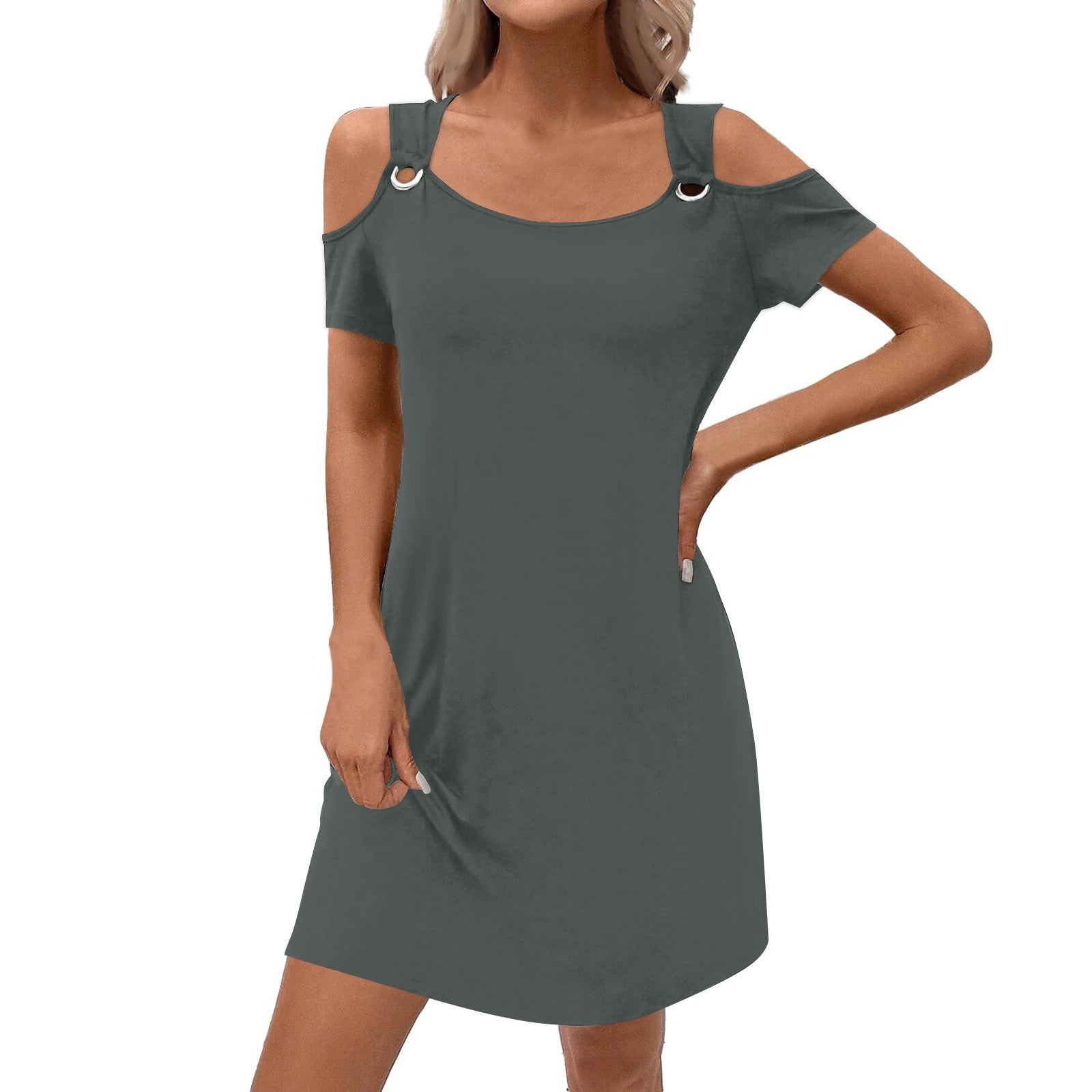 Womens Solid-Color Elegant Off-Shoulder Skirt