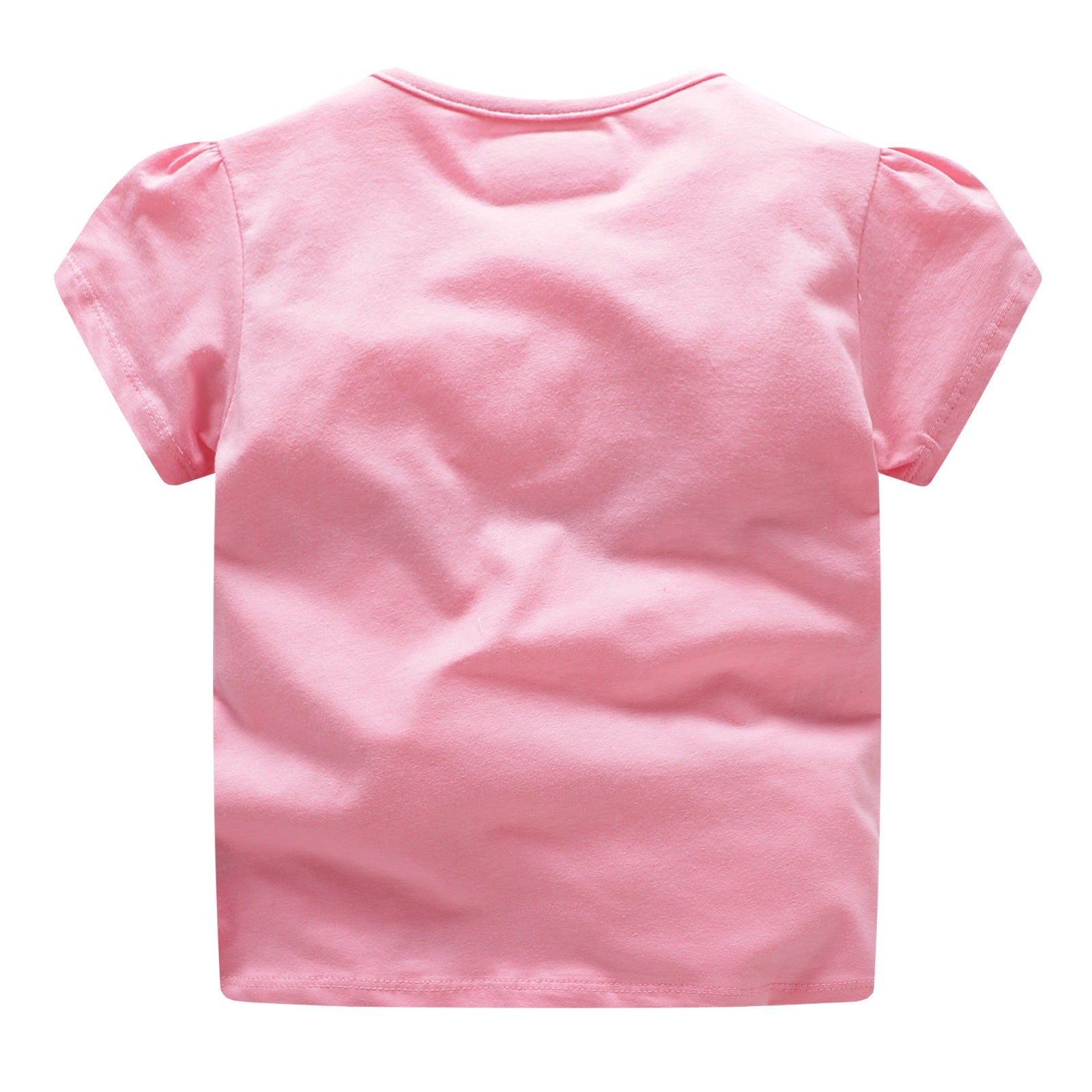 Girls Short Sleeve T-Shirt, Cotton Round Neck Bottoming Shirt, Children's Top
