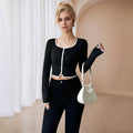 Sexy Autumn And Winter Short Crop Top Long-sleeved Slim-fit Blouse