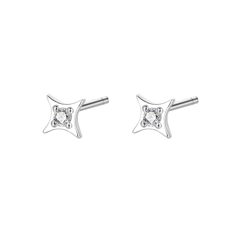 Sterling Silver Star Stud Earrings Women