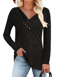 Women's Long Sleeve V-neck Button-up Shirt