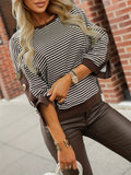 Women's Casual All-Match Striped Color-Block Long-Sleeve Top