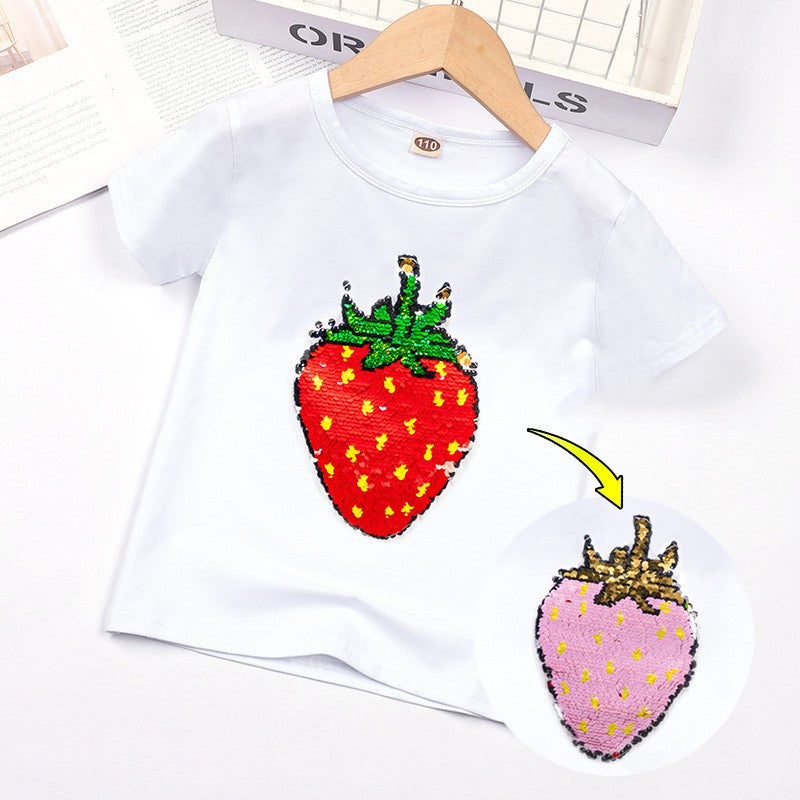 Girls' Glitter Double-sided Color Changing Short Sleeves