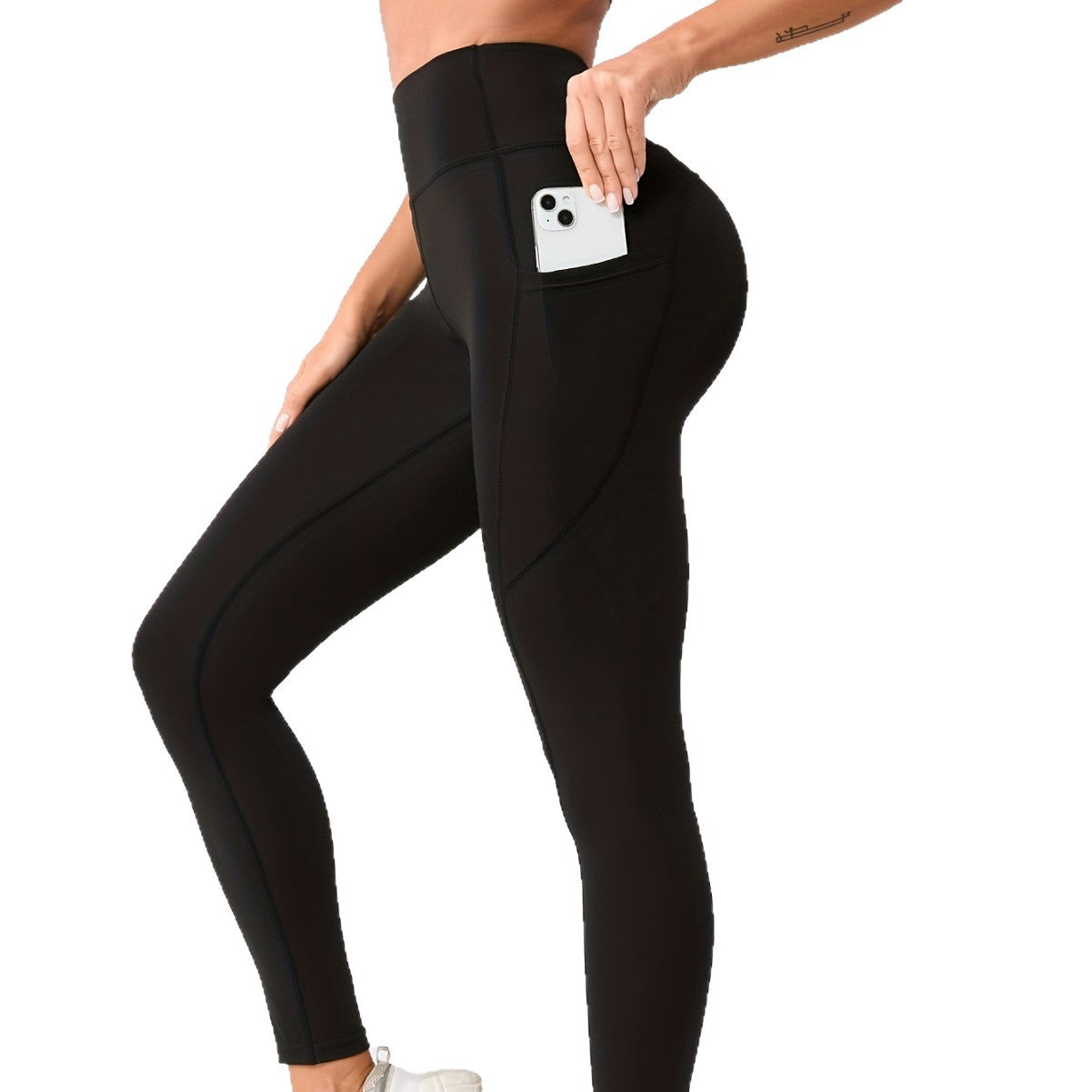 New High-waisted Sexy Slimming Solid-color Leggings For Running And Outdoor Sports