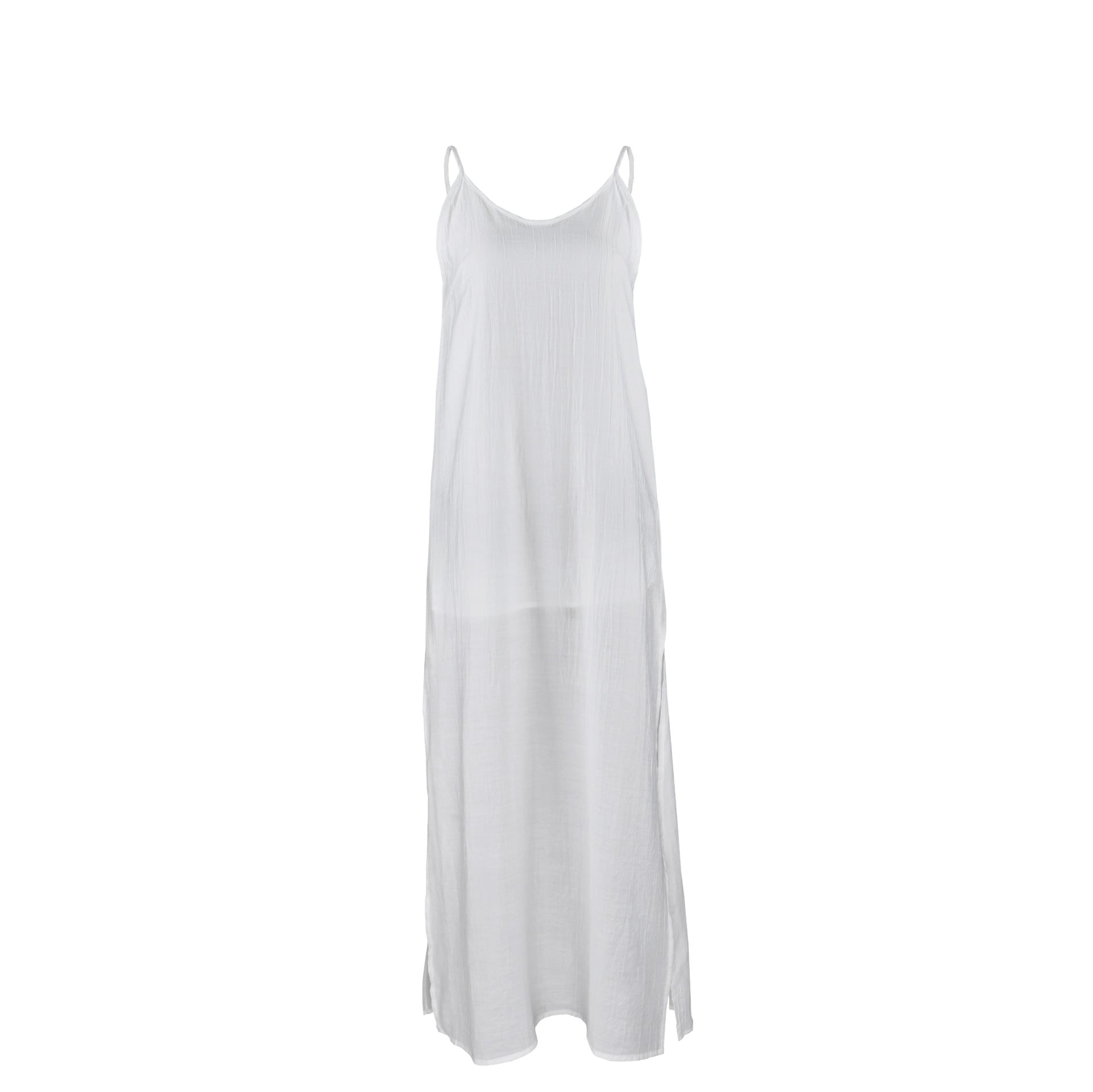 Womens Solid-Colored Casual Loose Simple One-Piece Pajama Dress
