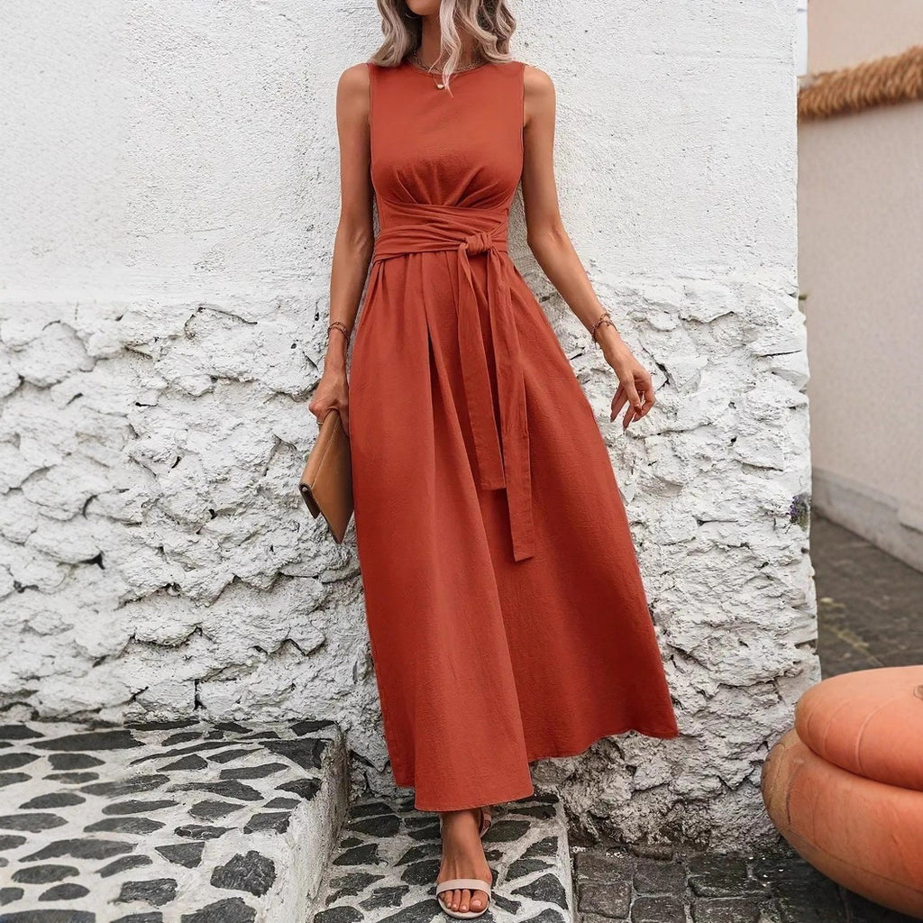 Womens Casual Chic Asymmetrical Twist-Waist Dress