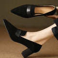 Womens Pointed-toe Loafers Chunky-heel High Heels Work Shoes