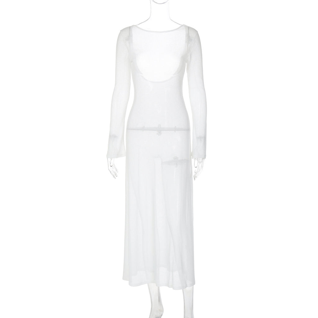 Elegant Floor-length Solid-color Versatile Dress