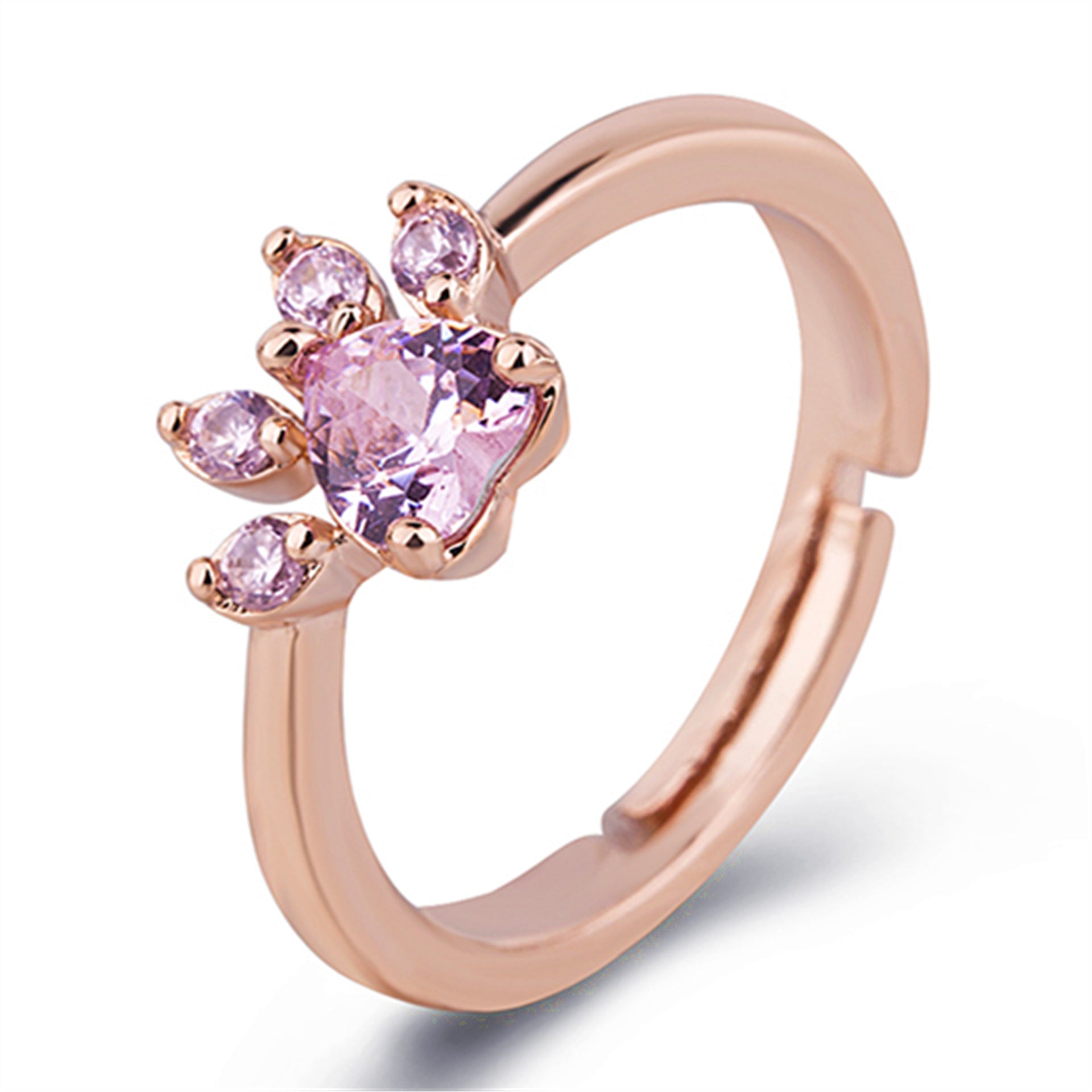European And American Rings Rose Gold Footprints