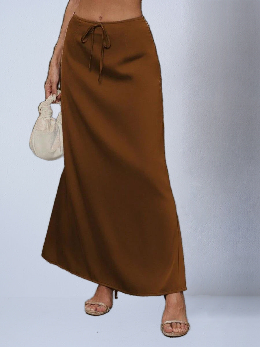 Women's Satin Elegant Lace-up Long Skirt