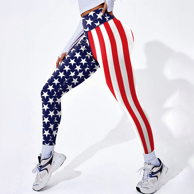 High-waisted Butt-lifting Plaid-printed Women's Fitness Leggings