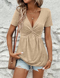New Women's Waist-cinching V-neck Short Sleeve