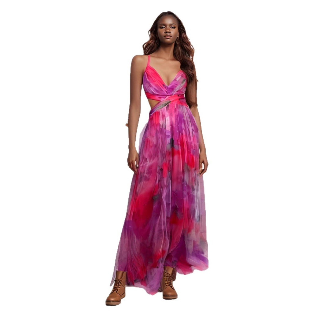 Strapless Backless V-Neck Holiday Party Gown Dress