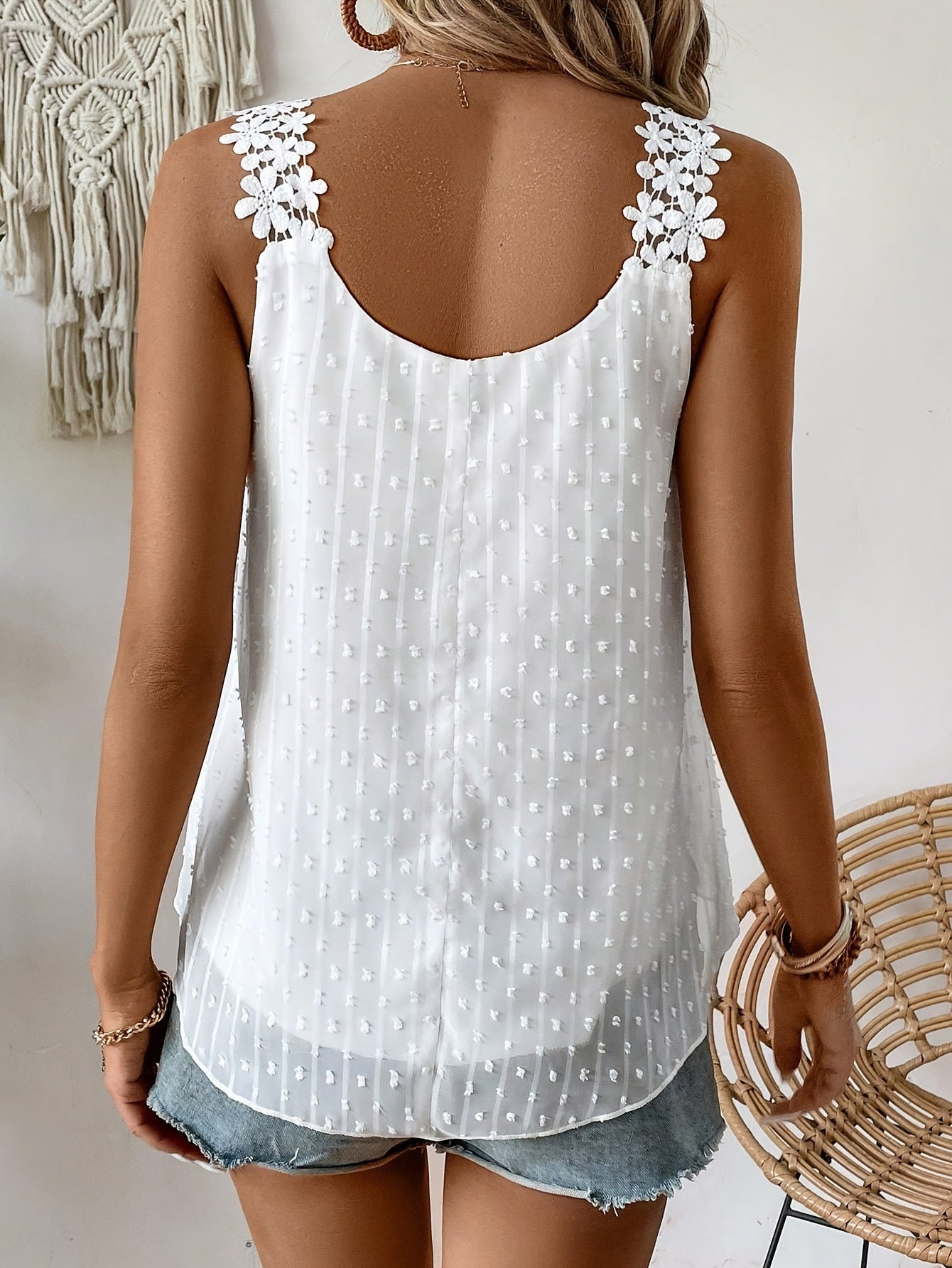 Lace Chiffon Sleeveless Casual Women's Summer Elegant Sleeveless Top