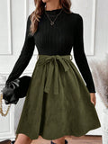 Retro Flare A-Line Elegant Casual Long-Sleeve Dress