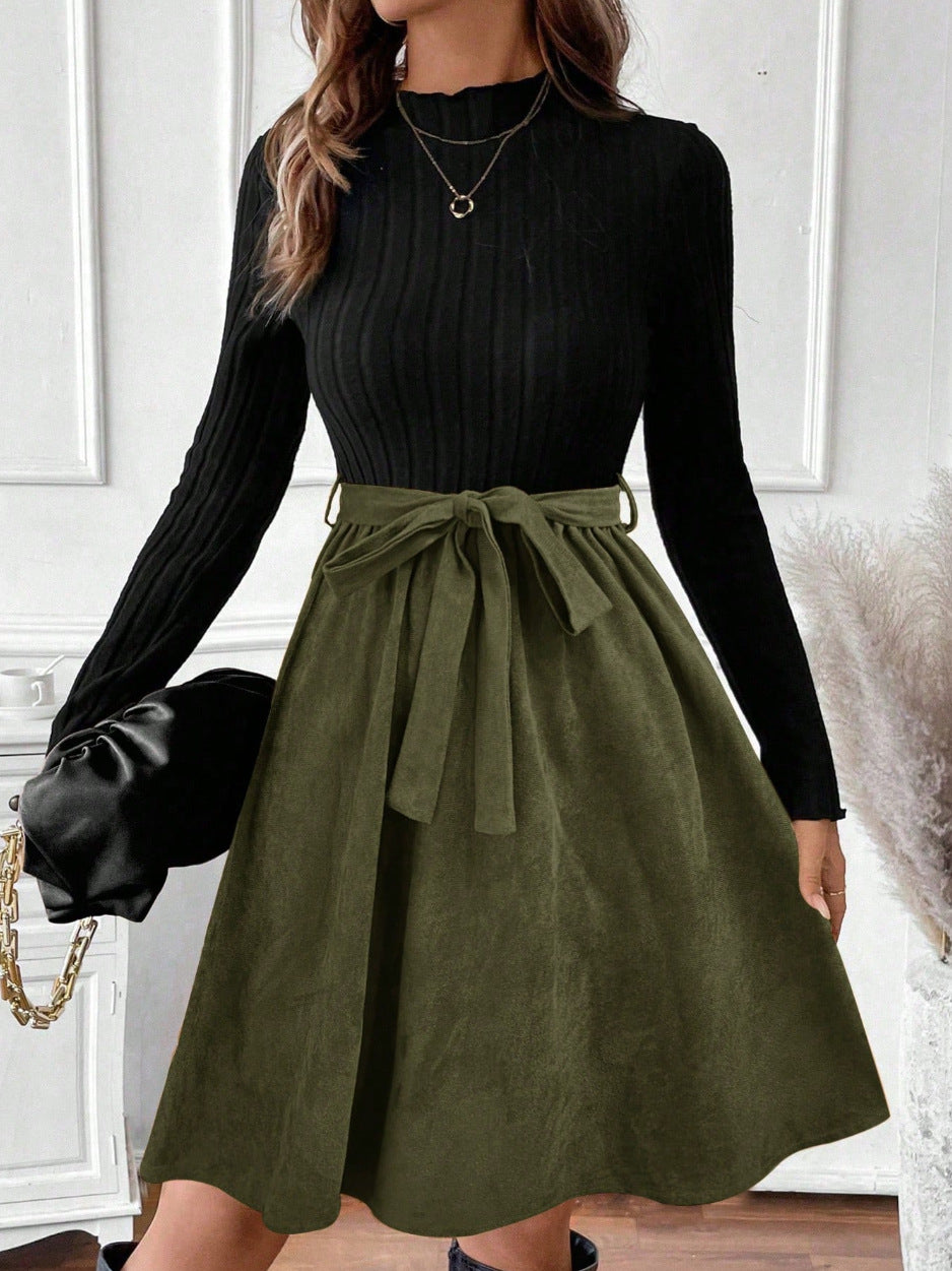 Retro Flare A-Line Elegant Casual Long-Sleeve Dress
