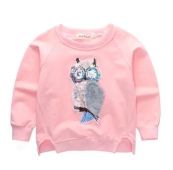 Dreamdoll new spring clothes baby long-sleeved t-shirt cartoon three-dimensional owl sequins Animal skins fashion design brand