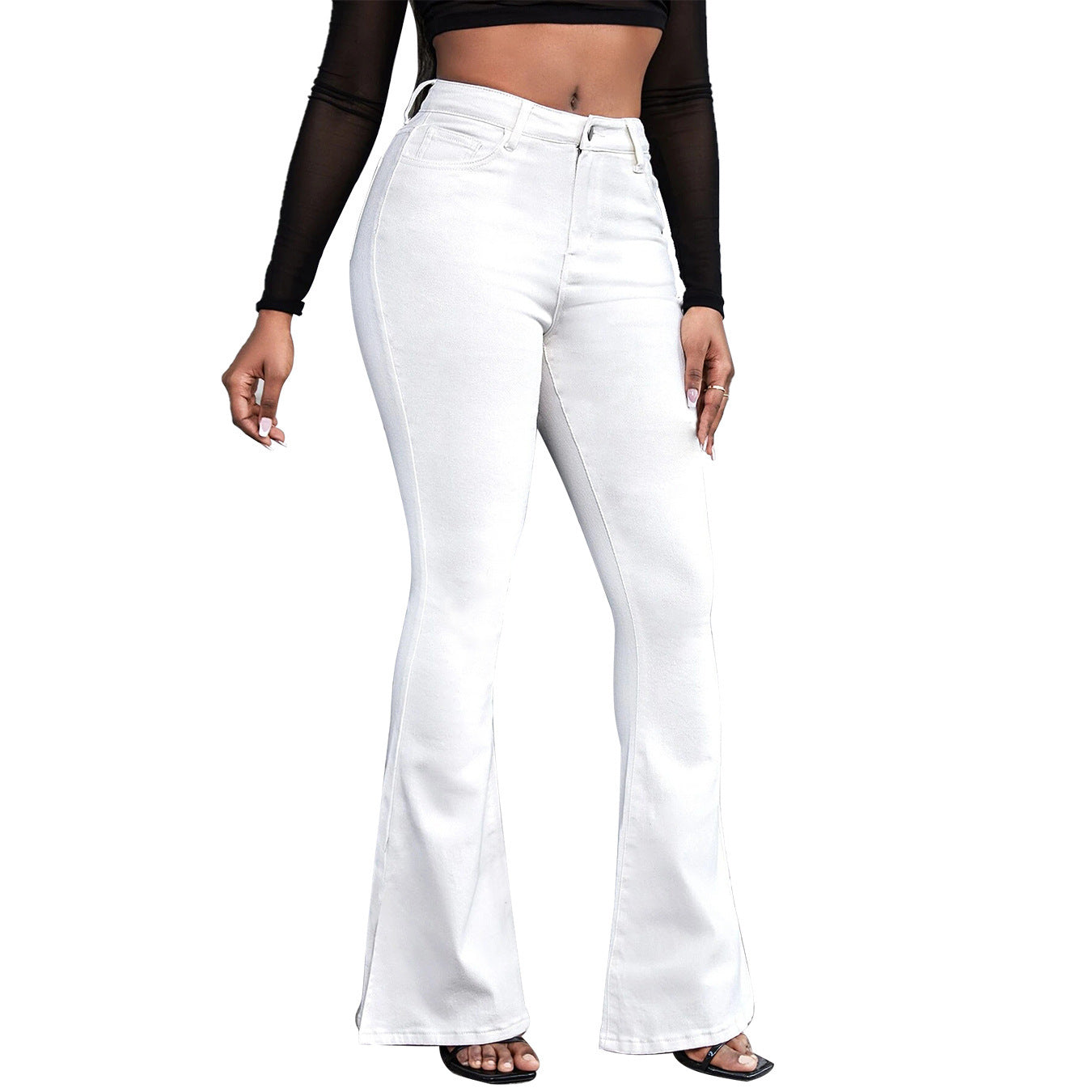 High Elastic Highwaisted Black And White Flared Pants That Slim The Figure