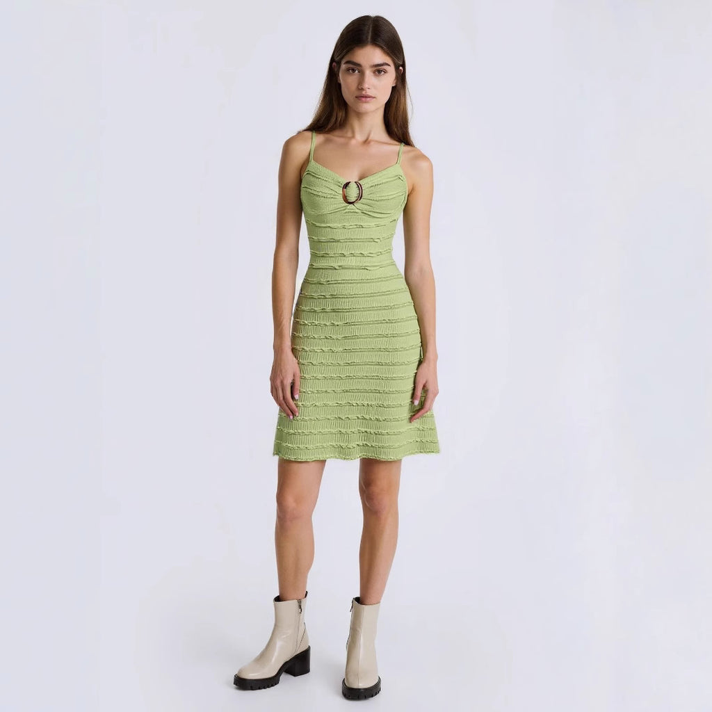 New Sleeveless Halter-neck Sexy Backless Solid-color Slip Dress