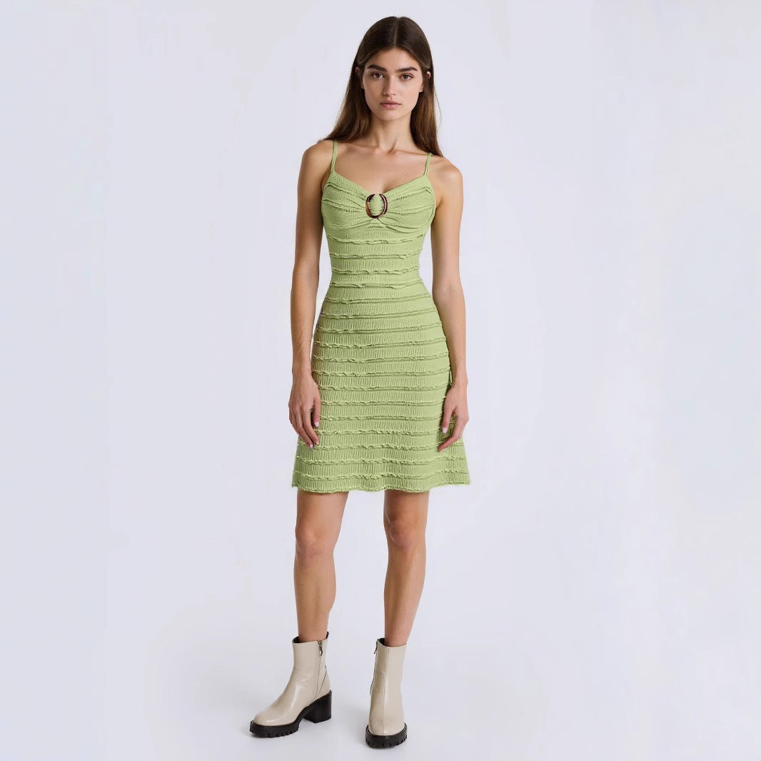 New Sleeveless Halter-neck Sexy Backless Solid-color Slip Dress
