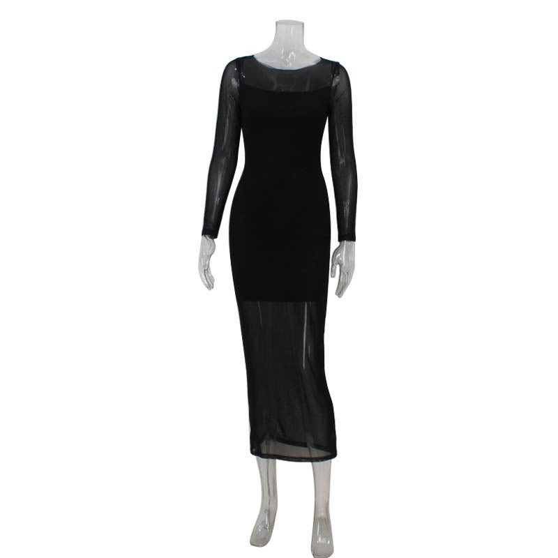 Form-fitting Waist-cinching Sheath-style Long-sleeve Dress