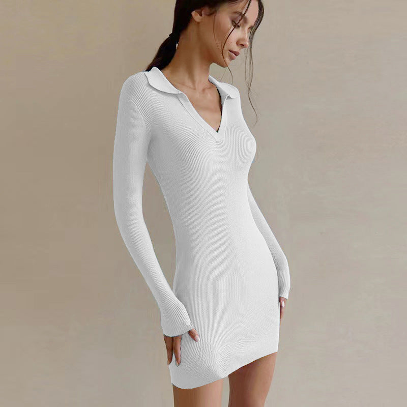 Arrival Mock-neck Rib-knit Slip Dress