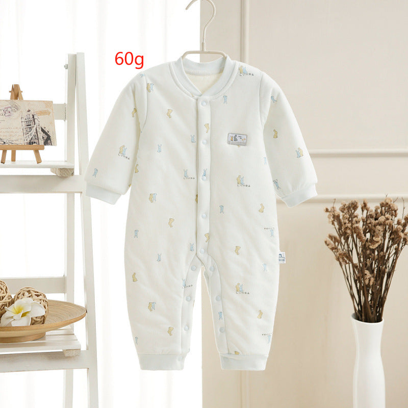 Spring And Autumn Baby Quilted Jumpsuit Three Layers Warm