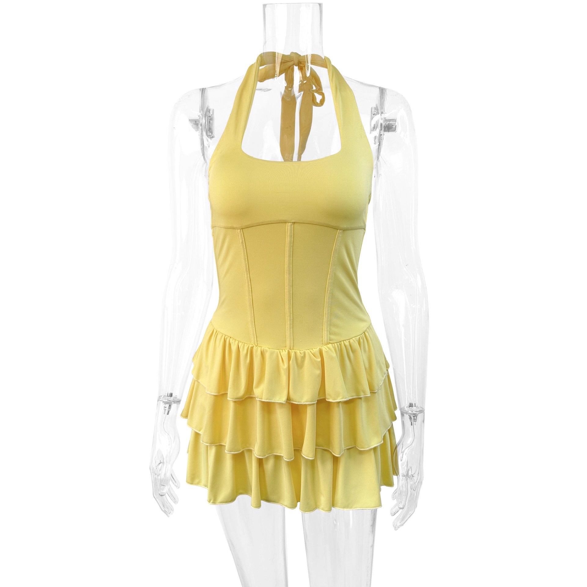 Womens Stylish Sexy Figure-hugging Strap Mini Dress