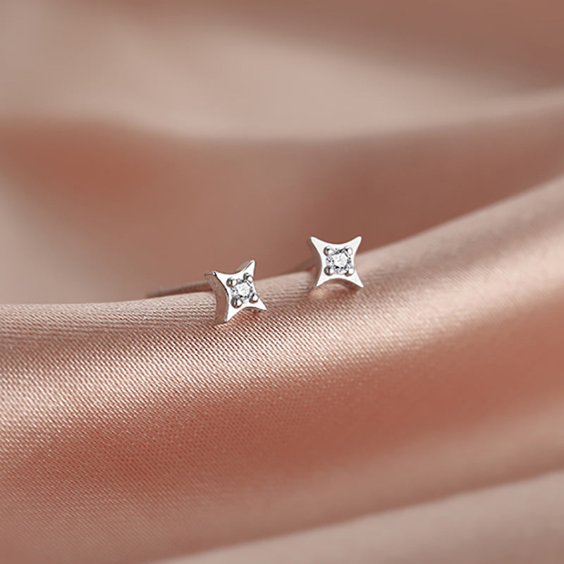 Sterling Silver Star Stud Earrings Women