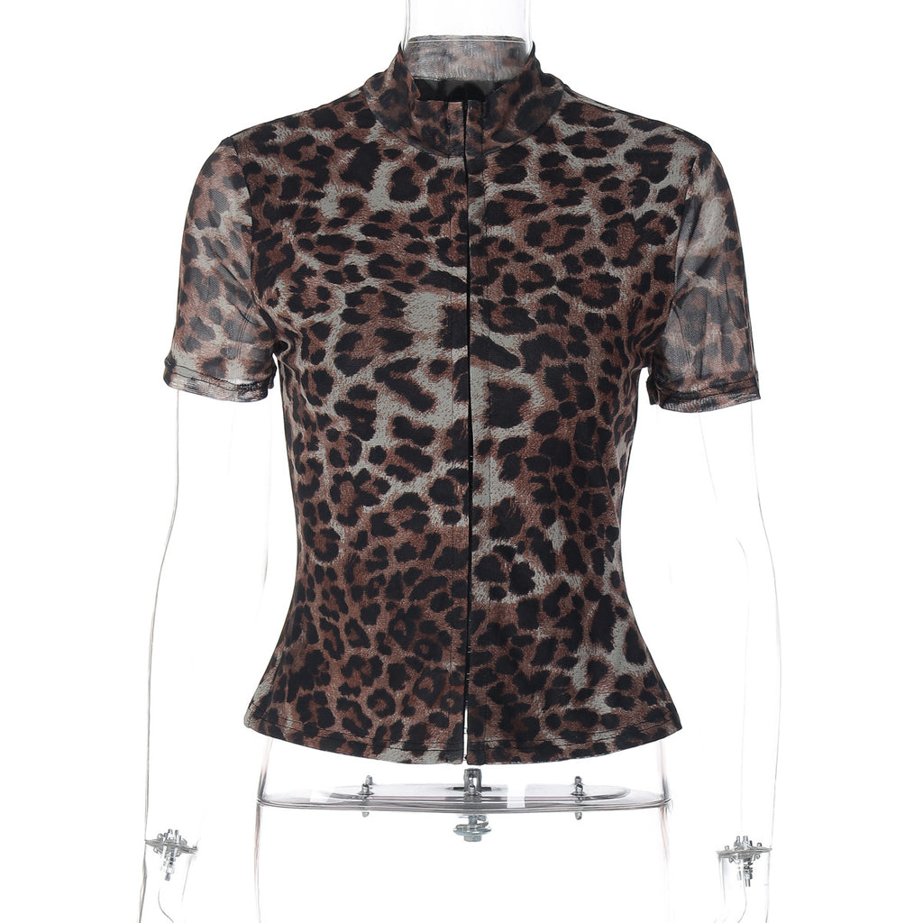 Fashion Hot Girl Printed Sexy Slim-fit Short-sleeved Women