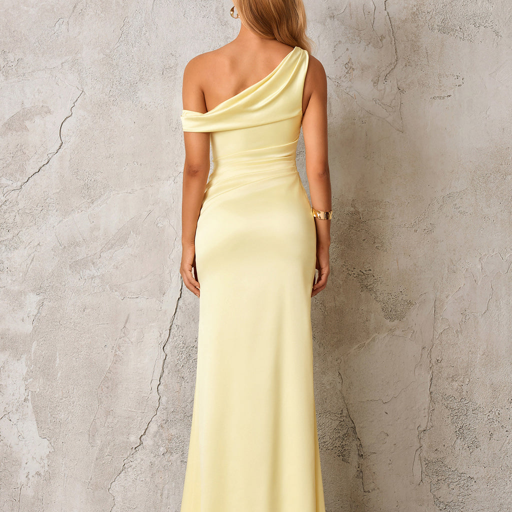 Slant-shoulder Figure-hugging Slimming Sexy And Elegant One-shoulder Dress