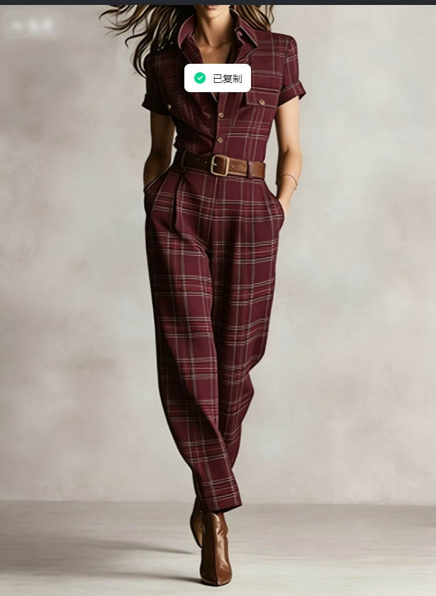 Notched Lapel Wide-leg Jumpsuit