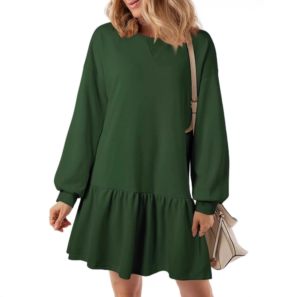 Women's Casual Crew-Neck Long-Sleeve Knitted Dress