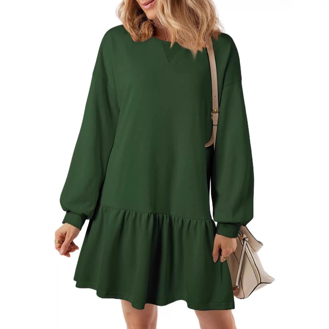 Women's Casual Crew-Neck Long-Sleeve Knitted Dress