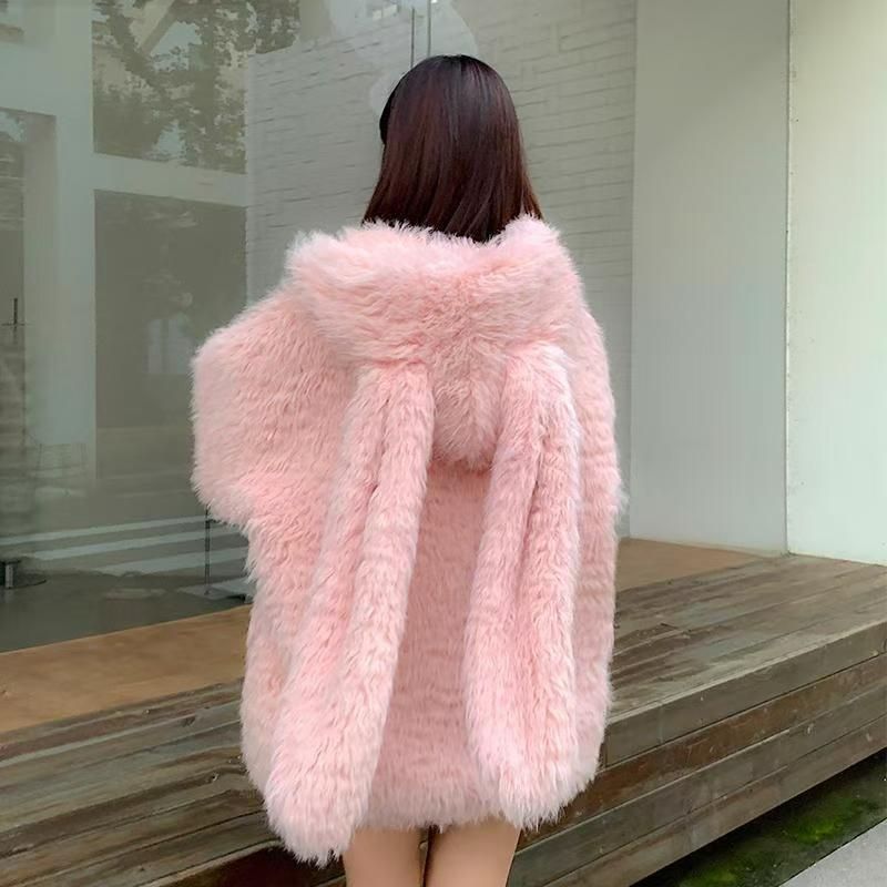 New Cute Rabbit Ears Loose Thick Furry Sweater