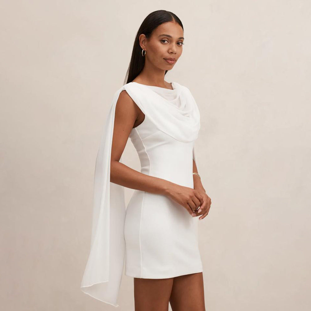New Solid-Colored Ribbon Womens Dress