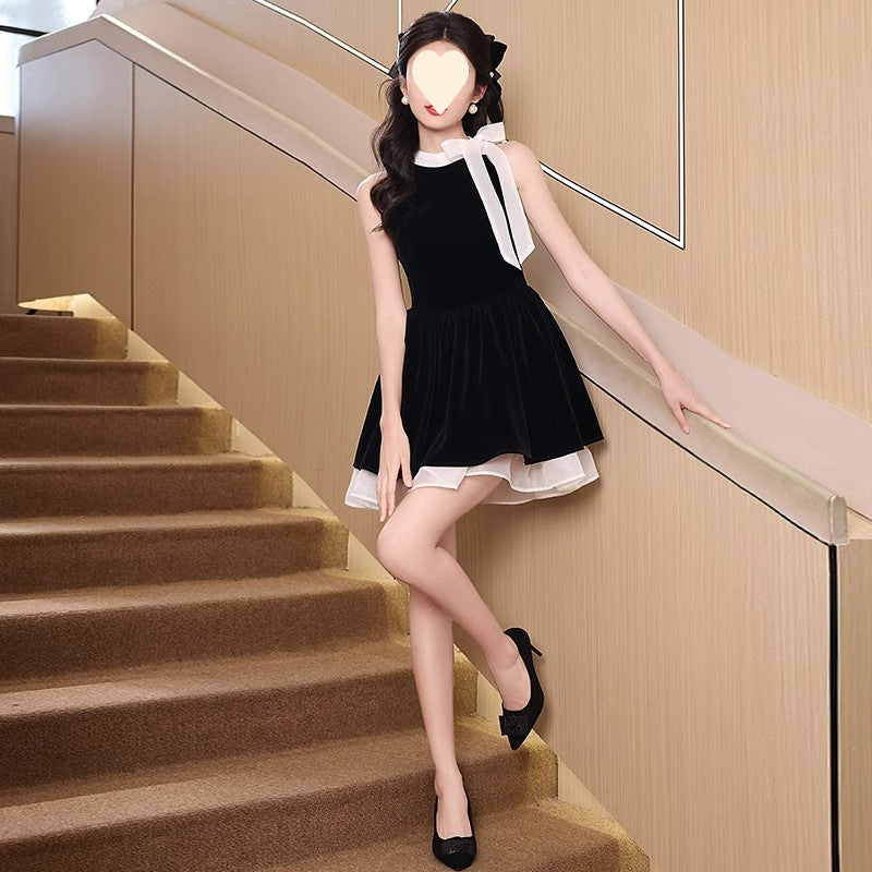 High-end Short Skirt With A Bow-tie Waist For Petite Figures