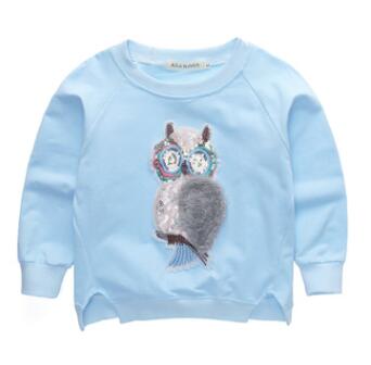Dreamdoll new spring clothes baby long-sleeved t-shirt cartoon three-dimensional owl sequins Animal skins fashion design brand