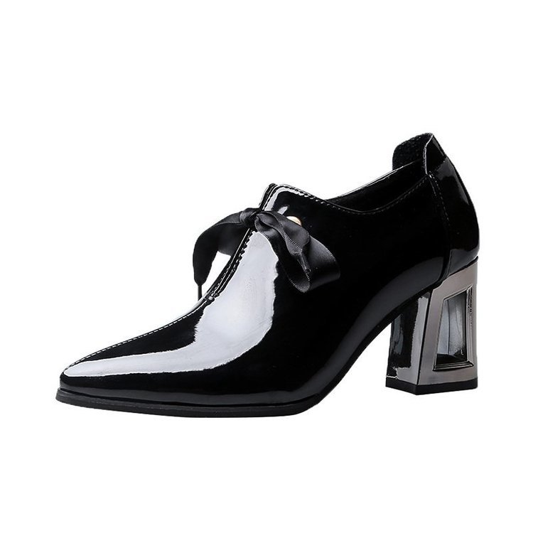 Single shoes elegant pointed toe square heel high heels